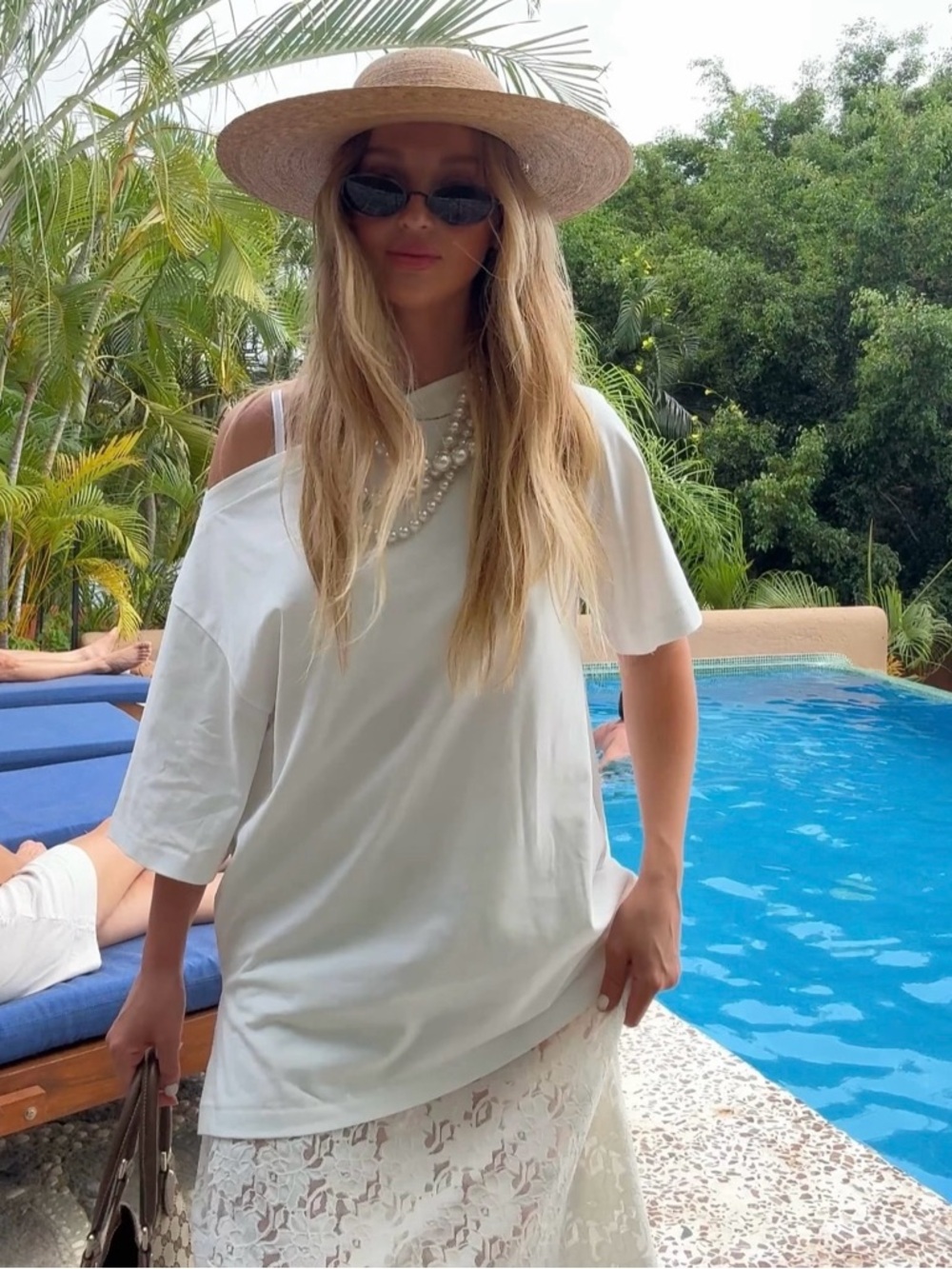 rag & bone Natural Straw Sun Hat with Black Trim